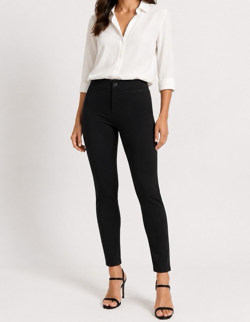 Vince Black Skinny Knit Ponte Pants Sz 2 Stretch Pull On Slim Career Minimalist